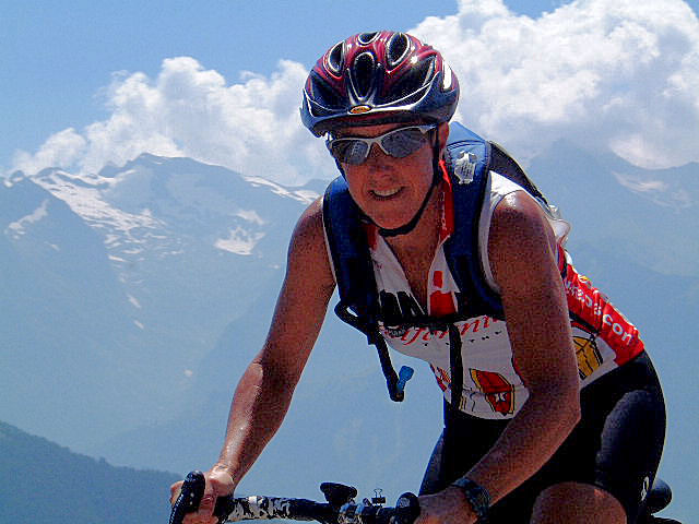 Kimberly climbing Alpe d'Huez France